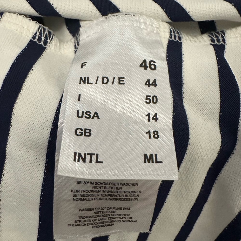 Saint James Navy and White Striped Top with Orange Neckline - Picture 7 of 9